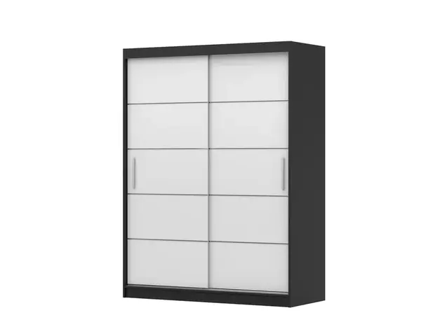 Šatní skříň Vista 06 Barva korpusu: Černá, Rozměry: 150 cm, Dveře: Bílé