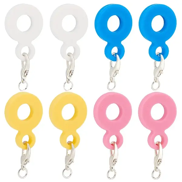 8Pcs 4 Colors Silicone Straw Pendants