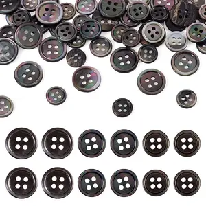 60Pcs 3 Styles Natural Black Lip Shell Buttons