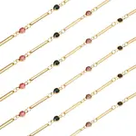 1 Bag Real 16K Gold Plated Brass Oval & Flat Round Glass Link Chains