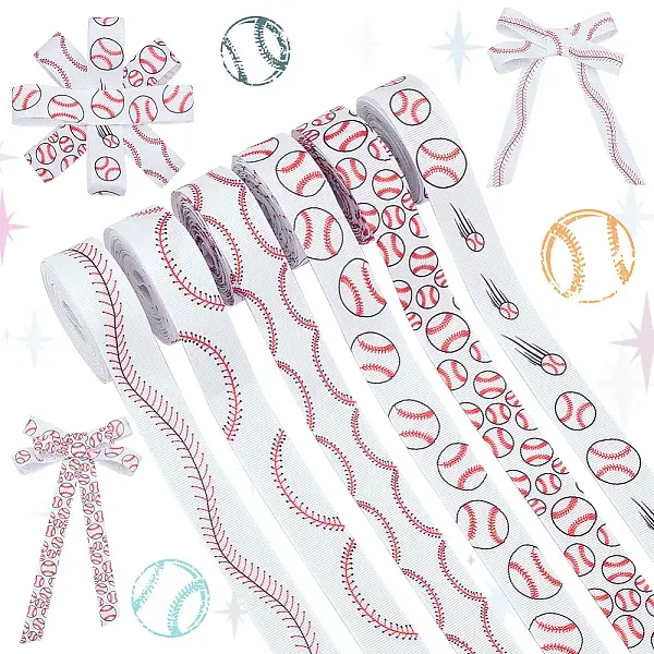6 Styles Baseball Theme Polyester Ribbon