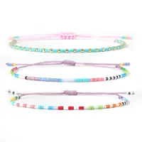 3Pcs Summer Glass Seed Bead Braided Bead Bracelets