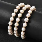 Brass Wire Wrapped Natural Pearl Open Cuff Bangles for Women