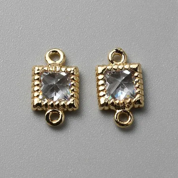 Brass Pave Clear Cubic Zirconia Connector Charms