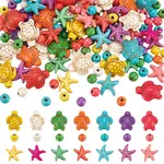 160Pcs 3 Styles Ocean Theme Dyed Synthetic Turquoise Beads