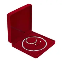 Square Velvet Jewelry Boxes for Pearl Necklace Set Storage