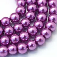 Baking Painted Pearlized Glass Pearl Round Bead Strands