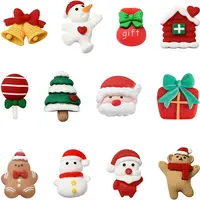 72Pcs 12 Styles Christmas Theme Opaque Resin Cabochons