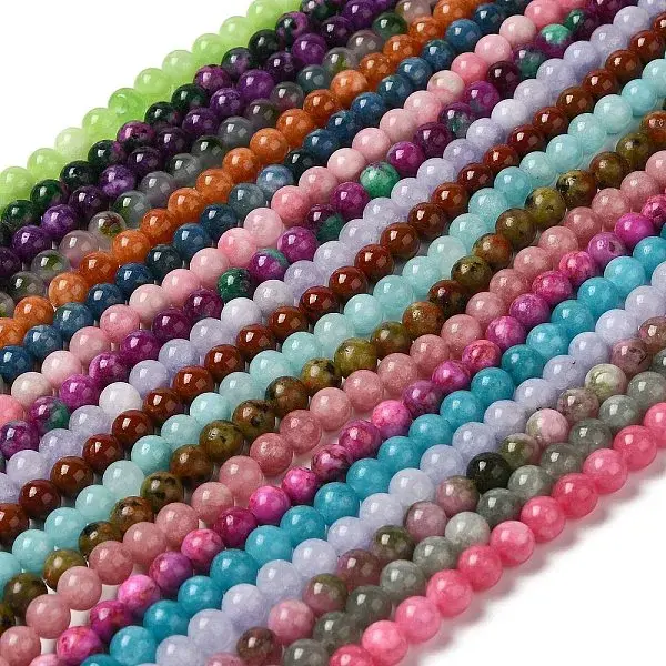 Natural Dyed White Jade Beads Strands