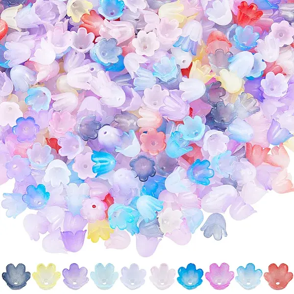 500Pcs 10 Colors Two Tone Acrylic Bead Caps