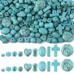 190Pcs 10 Styles Synthetic Turquoise Beads Dyed & Heated
