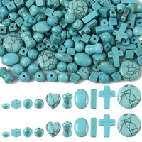 190Pcs 10 Styles Synthetic Turquoise Beads Dyed & Heated