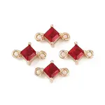 Brass Pave Glass Rhombus Links Connector Charms
