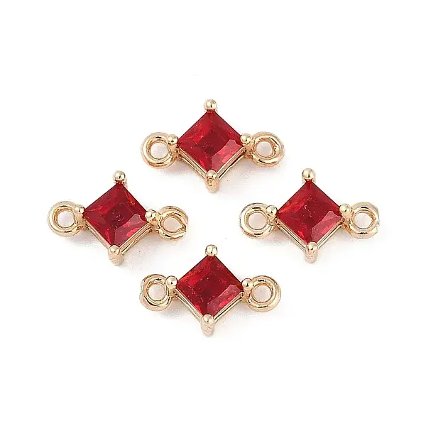Brass Pave Glass Rhombus Links Connector Charms