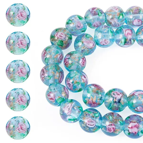 1 Strand Handmade Glod Sand Lampwork Beads Strands