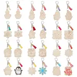 24Pcs 12 Styles Wood & Faux Suede Tassel Pendant Decorations