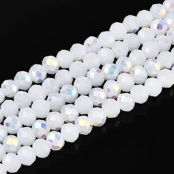 AB Color Plated Opaque Glass Rondelle Beads Strands