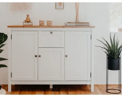 Komoda so zásuvkou Bergen, biela/dub artisan%