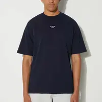 Bavlněné tričko Drôle de Monsieur Le T-Shirt Slogan Classique tmavomodrá barva, s potiskem, PERM-TS202-CO002-NY