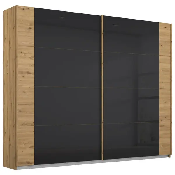 Rauch Möbel SKŘÍŇ S POSUVNÝMI DVEŘMI, antracitová, dub artisan, 225/210/62 cm