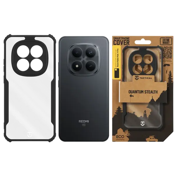 Zadní kryt Tactical Quantum Stealth pro Xiaomi Redmi Note 15 Pro, transparentní černá