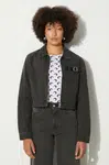 Džínová bunda Coperni Denim Workwear Jacket dámská, šedá barva, přechodná, COPBL20F2004