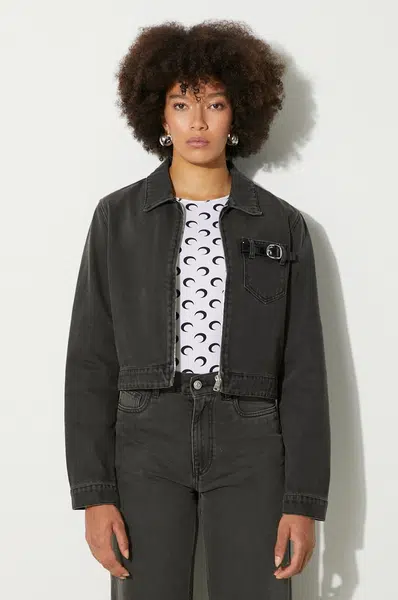 Džínová bunda Coperni Denim Workwear Jacket dámská, šedá barva, přechodná, COPBL20F2004
