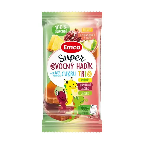 Emco Super ovocný hadík Trio ananas, granátové jablko a jablko 20 g
