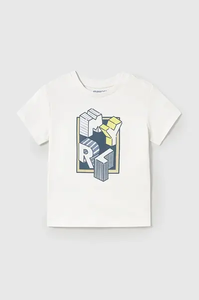 Dětské bavlněné tričko Mayoral bílá barva, s potiskem, 106