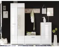 Predsieňová stena Sixx, pieskový dub/biela lesk%