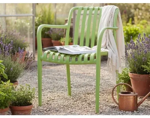 Záhradná stolička s podrúčkami Pixa, zelená%