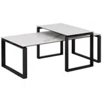 MID.YOU SADA KONFERENČNÍCH STOLKŮ, černá, bílá, kov, sklo, 115/55/45 cm