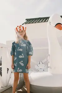 Tinycottons Dětské bavlněné šaty Tinycottons BIG SWANS DRESS