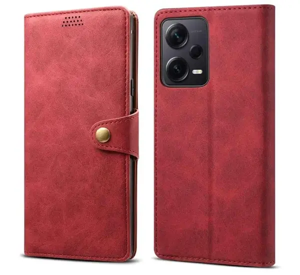 Lenuo Leather flipové pouzdro pro Xiaomi Redmi Note 12 Pro+ 5G červená