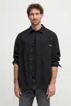 Bavlněná košile Calvin Klein Jeans černá barva, relaxed, s klasickým límcem, J30J326721