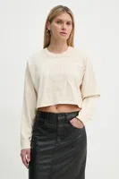 Bavlněné tričko s dlouhým rukávem Levi's béžová barva, A9418