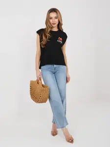 Černé dámské tričko s potiskem