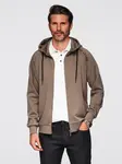 Ombre Men's unbuttoned sweatshirt with stand-up collar and hood - gray-brown