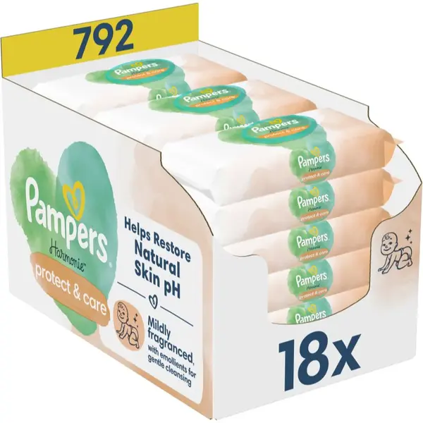 Pampers Harmonie Protect&Care vlhčené čisticí ubrousky pro děti s měsíčkem lékařským 792 ks