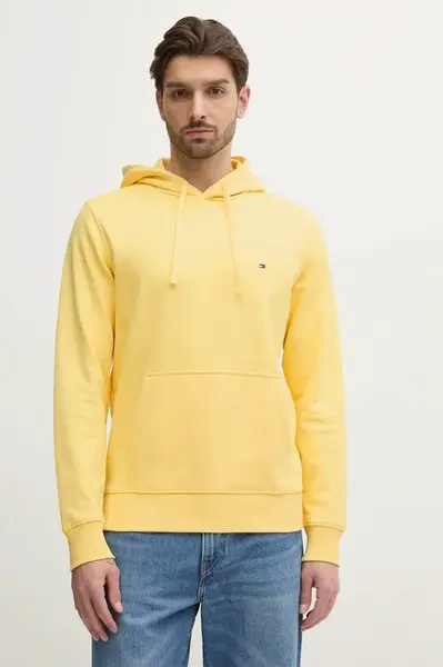 Bavlněná mikina Tommy Hilfiger pánská, černá barva, s kapucí, melanžová, MW0MW37235