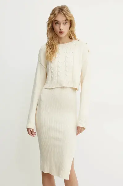 Šaty a svetr Morgan RMNATE béžová barva, mini, RMNATE