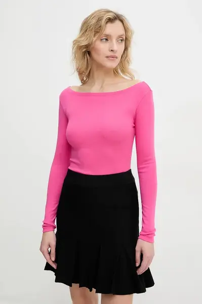 Tričko s dlouhým rukávem Answear.LAB růžová barva