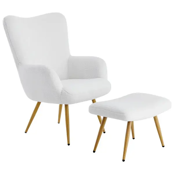 Ti'me RELAXAČNÍ KŘESLO S TABURETEM, kov, textil, bílá