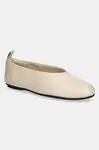 Kožené baleríny Calvin Klein Jeans BALLERINA LEATHER béžová barva, YW0YW01803