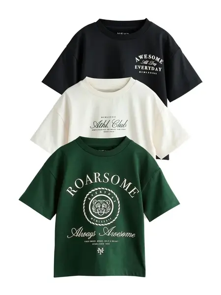 Next Tričko  krémová / tmavozelená / čierna