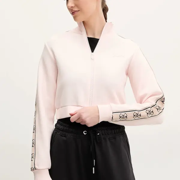 Mikina Guess dámská, růžová barva, s aplikací