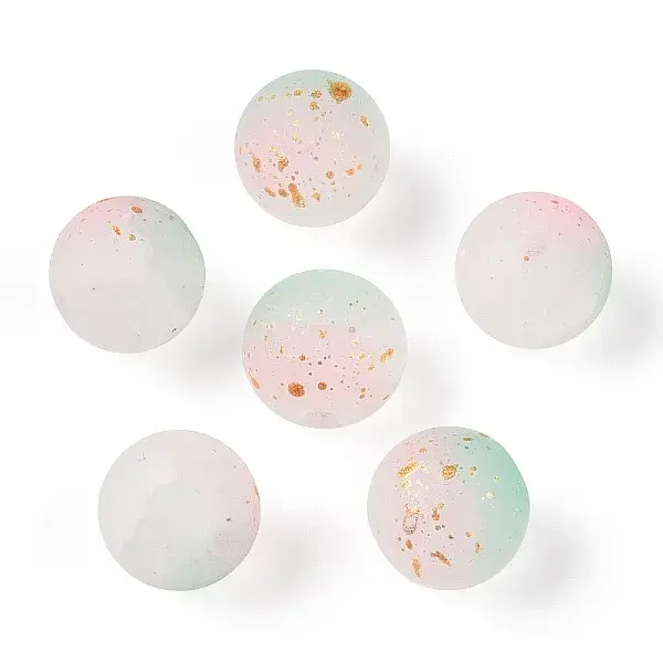 Frosted Baking Painted Crackle Glass Beads with Glitter Powder