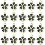 20Pcs Alloy Enamel 5-Petal Flower Connector Charms