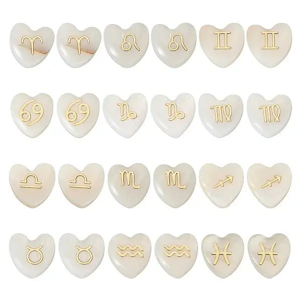 24Pcs 12 Styles Natural White Shell Beads