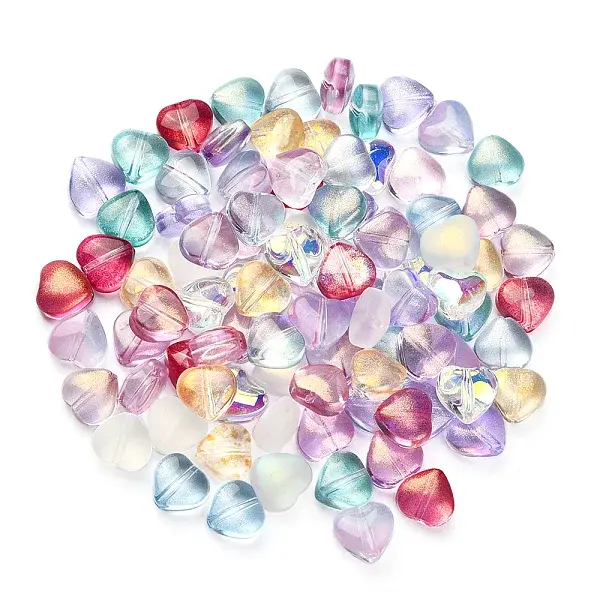 100Pcs 10 Colors Transparent Glass Beads